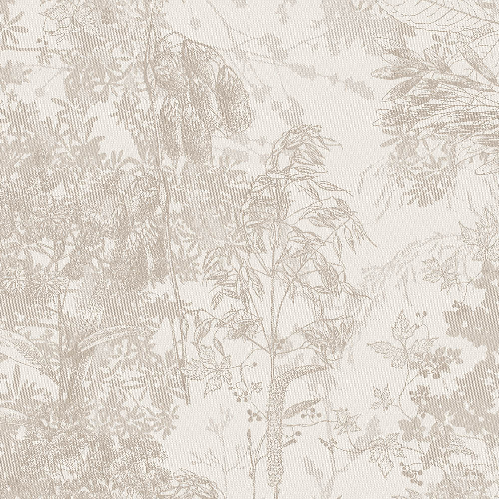 Full view of the Mille Esprit Jardins  Napkin in a cream, delicate, botanical floral in cotton jacquard.