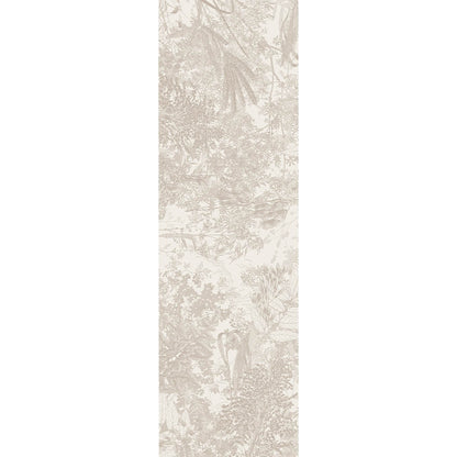 Full view of Mille Esprit Jardins Table Runner featuring a cream botanical floral  pattern in cotton jacquard.