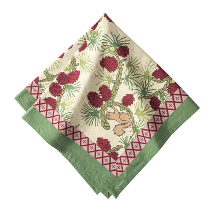 Squirrel & Pinecone Red & Brown Napkin (6 ct)