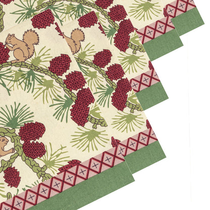 Squirrel & Pinecone Red & Brown Napkin (6 ct)