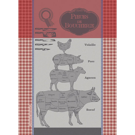 Piece De Boucherie Rouge Dishtowel